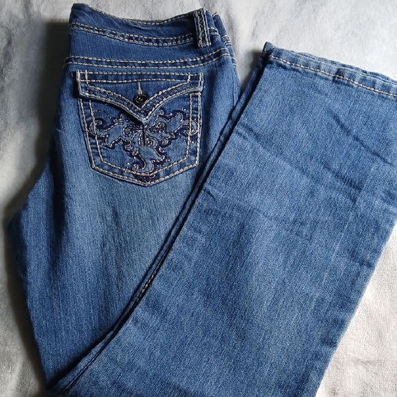 Nine West Denim - Nine West Medium Blue Bootcut Jeans with Embroidered Back Pocket